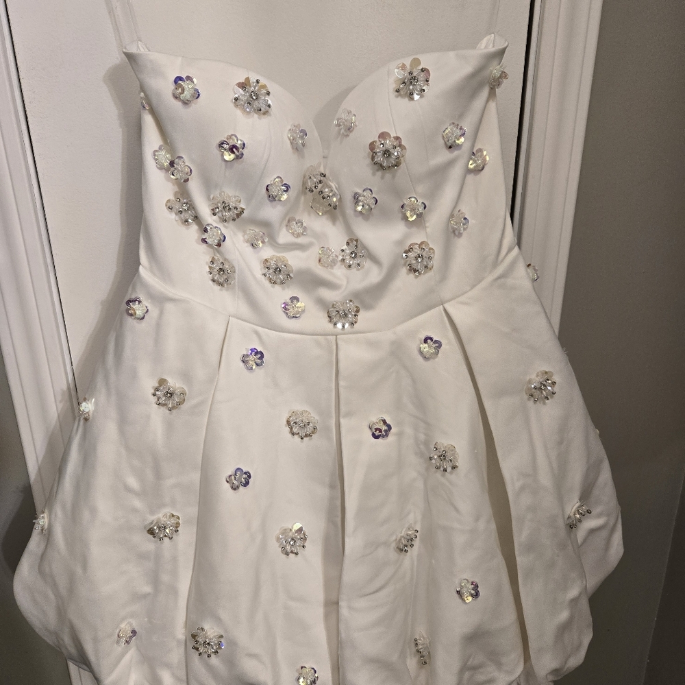 Fashion Nova Luxe Hollie Embellished Mini Dress Size Med White - Picture 8 of 14